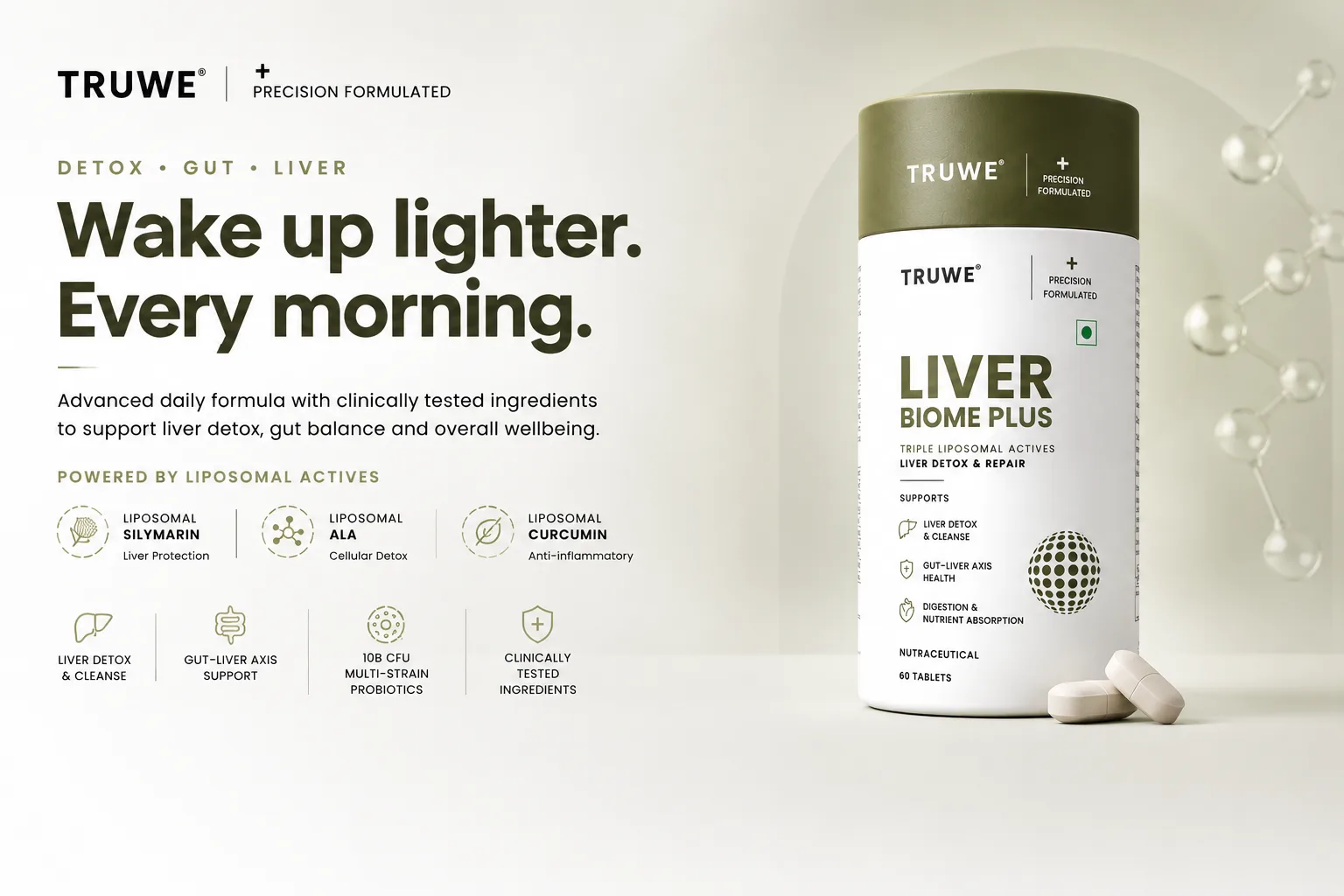 TruWe Liver Biome+ — wake up lighter every morning with liposomal silymarin, ALA and curcumin
