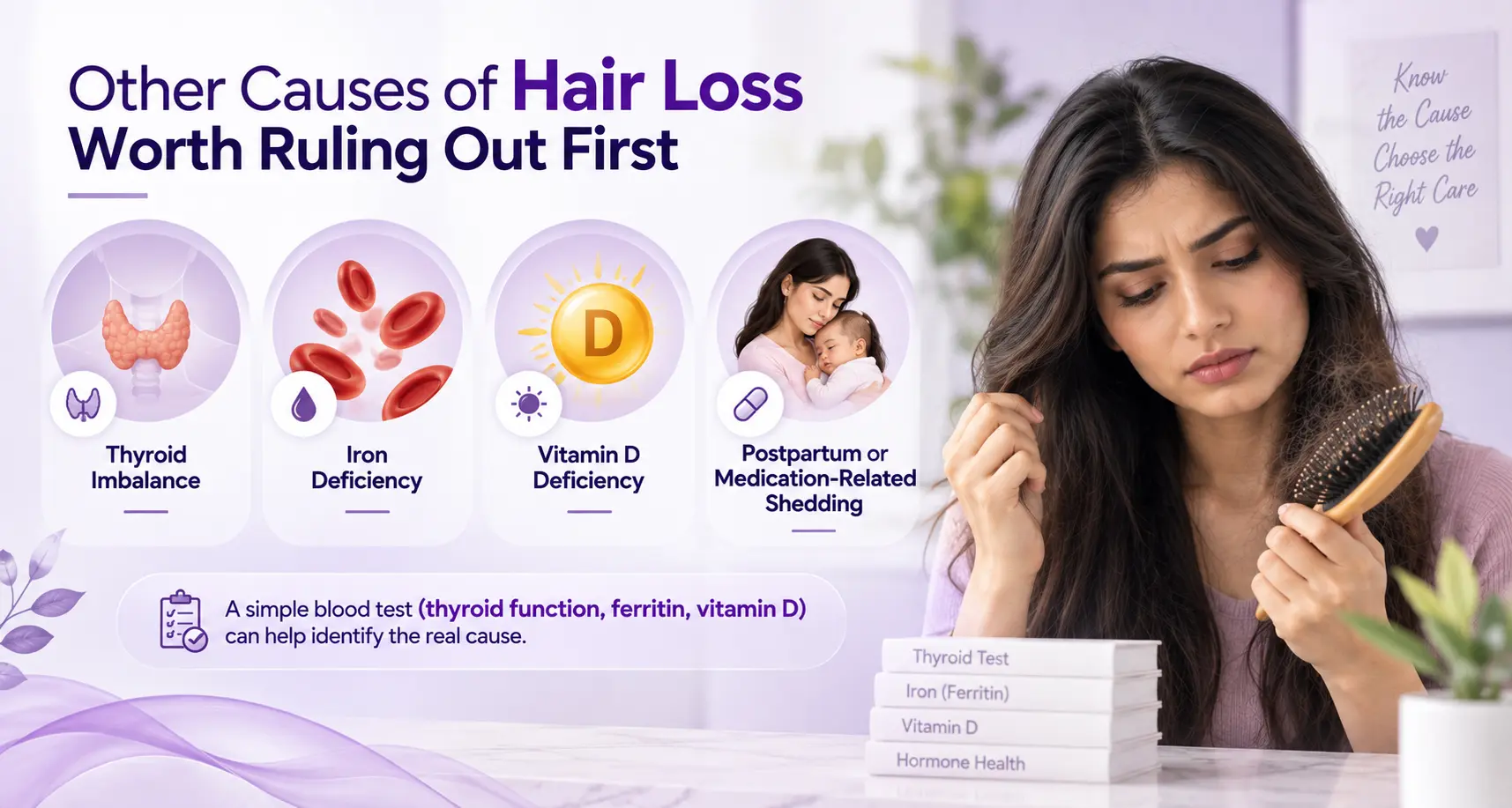 Other causes of hair loss worth ruling out first: thyroid, ferritin, vitamin D