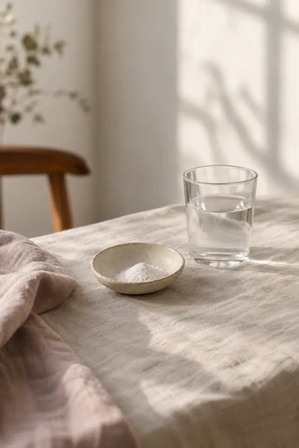 A quiet morning ritual with a ceramic powder dish and water