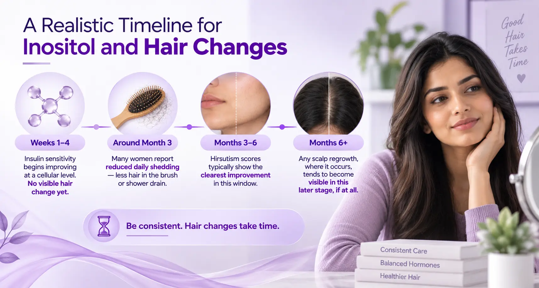 A realistic timeline for inositol and hair changes over six months