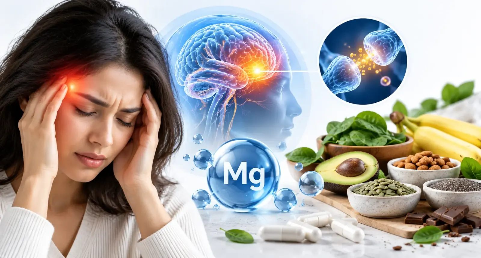 Editorial illustration: Magnesium Deficiency and Migraines