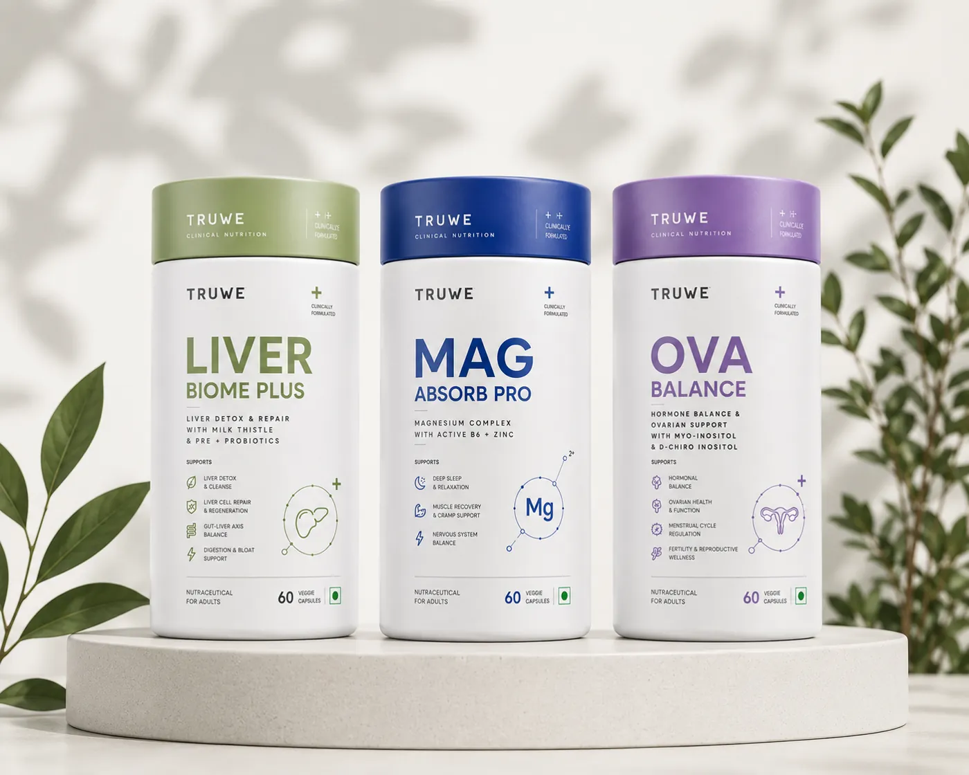 TruWe daily protocol — Liver Biome+, Mag Absorb Pro, Ova Balance