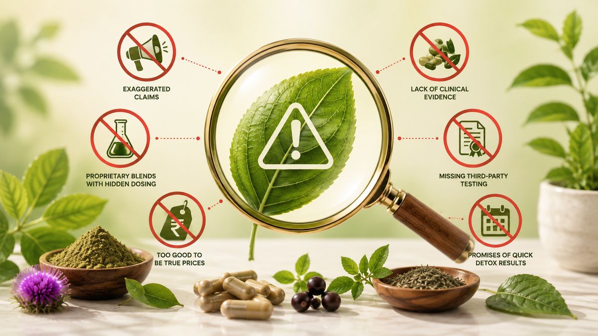 Red flags on liver detox supplement labels: exaggerated claims, hidden dosing and no third-party testing
