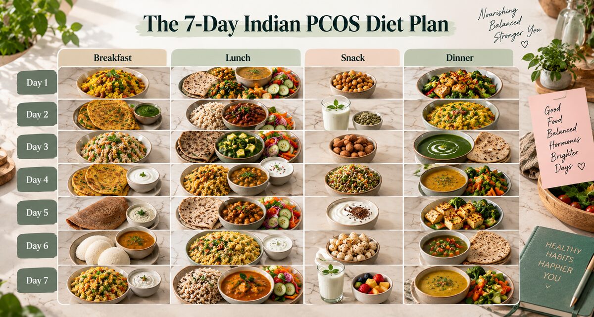 The full 7-day Indian PCOS diet plan chart, day by day